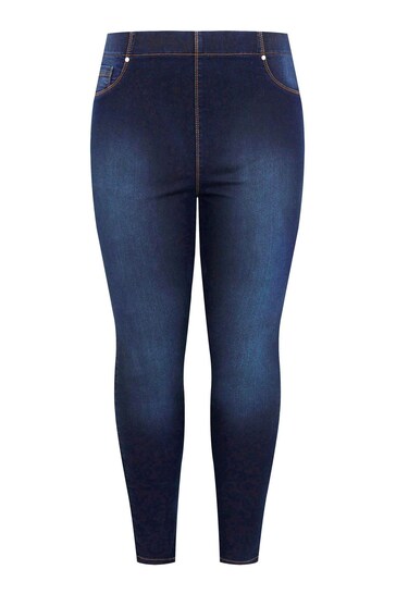 Curve Pull On Bum Shaper Lola Jeggings - Stretchy dark wash denim jeggings with a high-waisted, slimming silhouette.