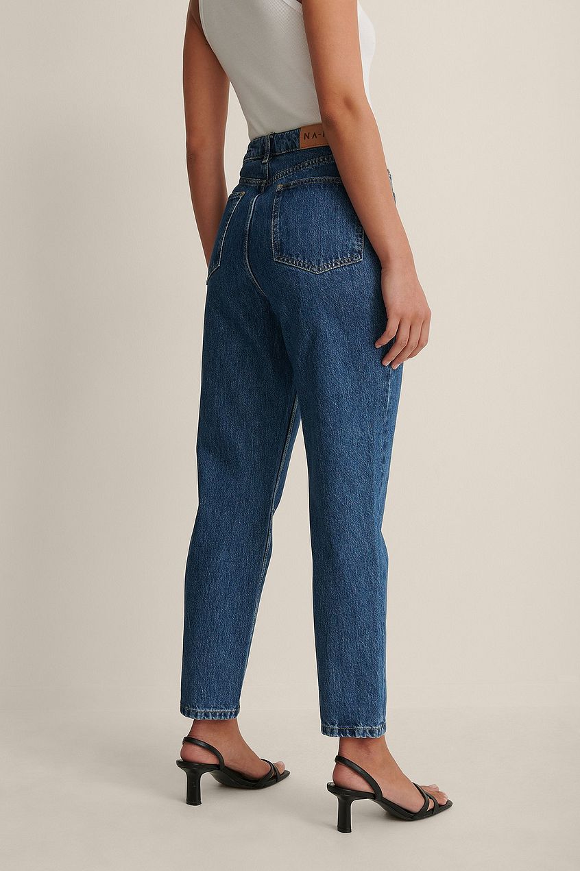 Rigid high-waist denim jeans with a classic straight leg silhouette from Ace Cart's women's denim collection.