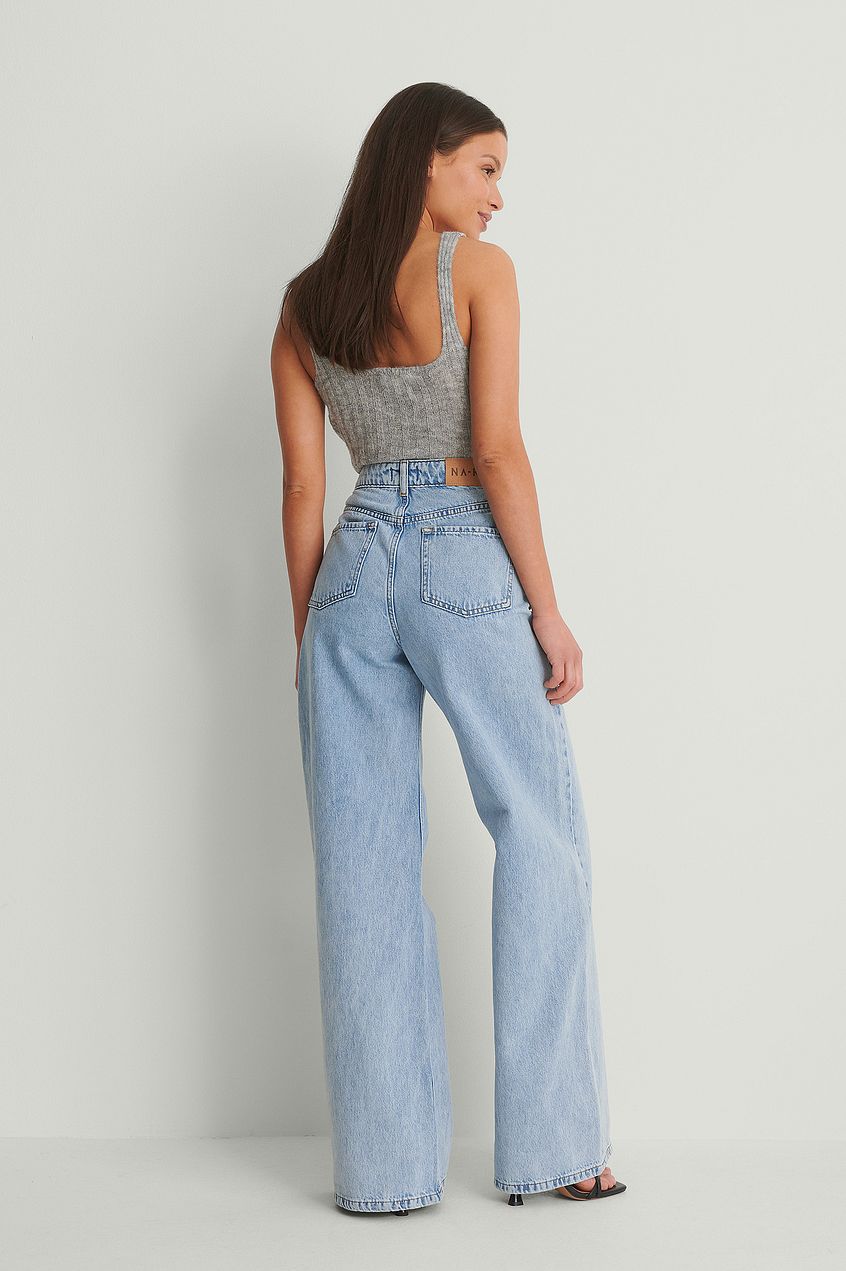 Organic Soft Rigid Wide Jeans: High-waisted denim trousers with a relaxed, straight-leg silhouette.