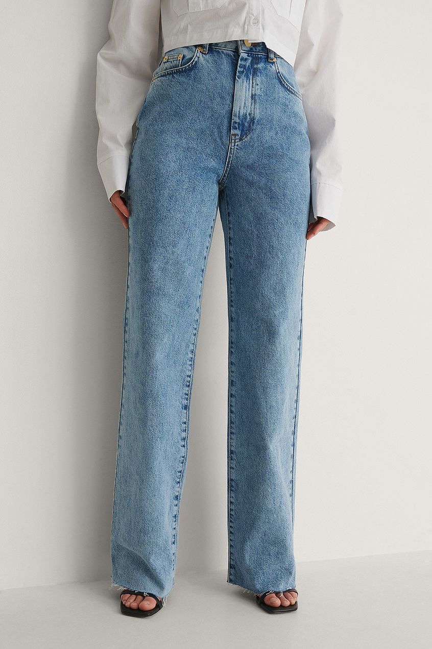 High-waisted organic straight-fit raw-hem denim jeans from Ace Cart's women's collection.