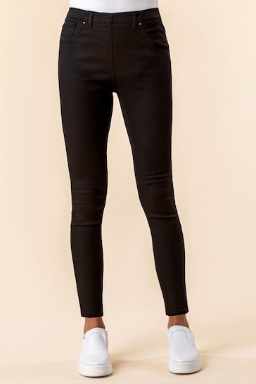 Stretch Black Jeggings with High-Waist Design for Women