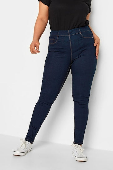 Dark blue curvy jeggings with a slim, stretchy fit from Ace Cart.