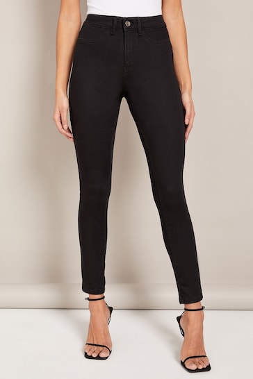 Stylish black high-waisted jeggings with a slim, stretchy fit showcased in the product image from Ace Cart.