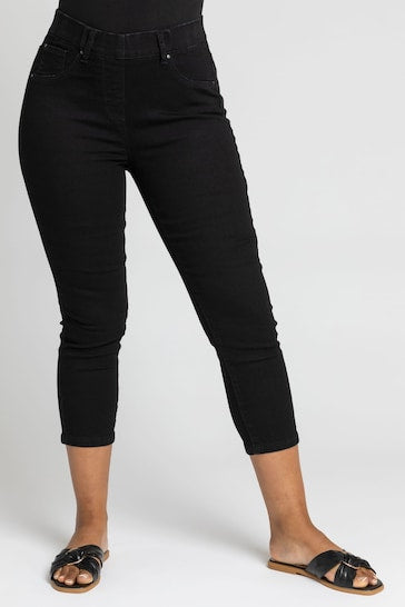 Black cropped jeggings with high waist and slender fit from Ace Cart