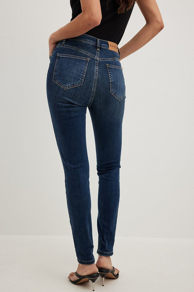 Skinny high-waist stretch denim jeans from Ace Cart, featuring a classic five-pocket design and a flattering slim silhouette.