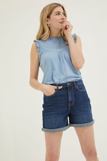 Ace Cart Sleeveless Chambray Button-Down Blouse